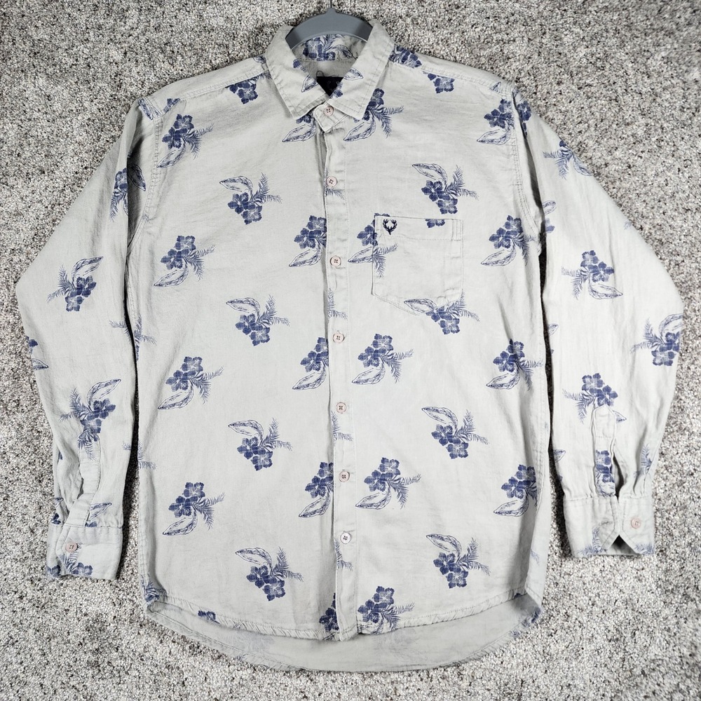 Allen Solly Button Down Shirt Mens Large Tropical Floral Long Sleeve Excellent